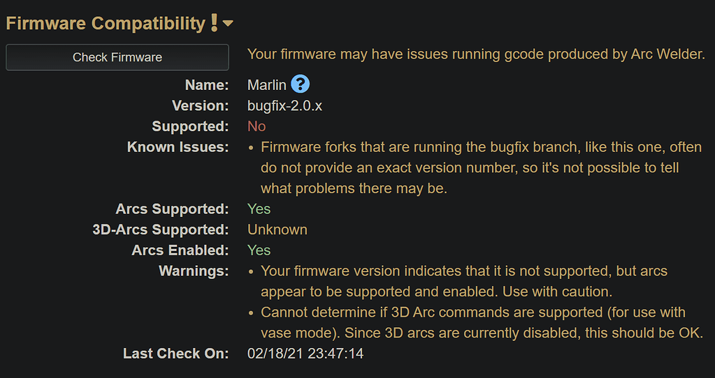 Arc Welder & Marlin 2.0.x nightly "not supported"? Plugins OctoPrint Community Forum