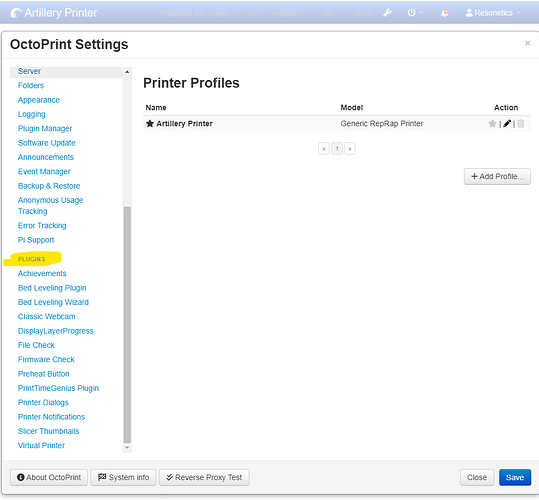 octoprint plugins list