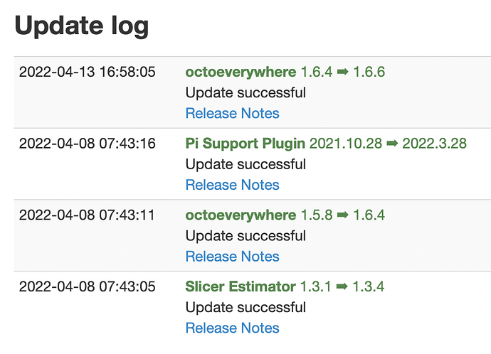 Update Octoprint plugins from the last week