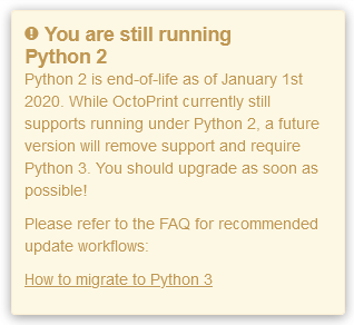 You are still running Python 2 warning